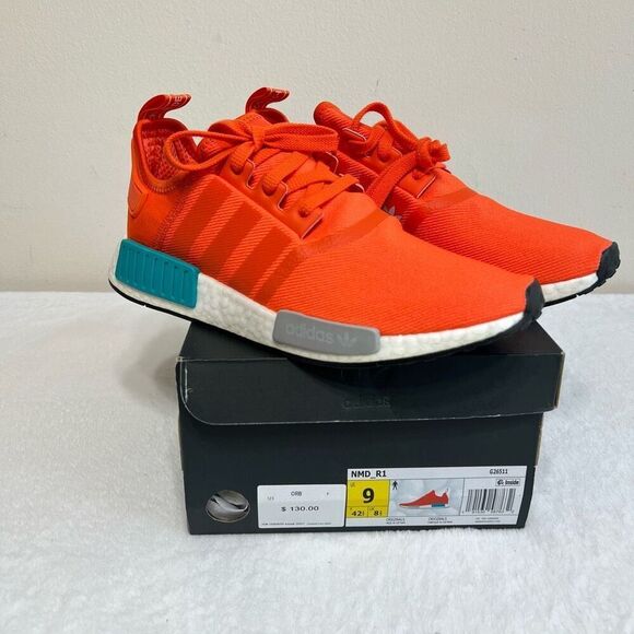 Adidas NMD R1 Orange Lace Up Sneakers 9 Men NEW - Picture 8 of 8